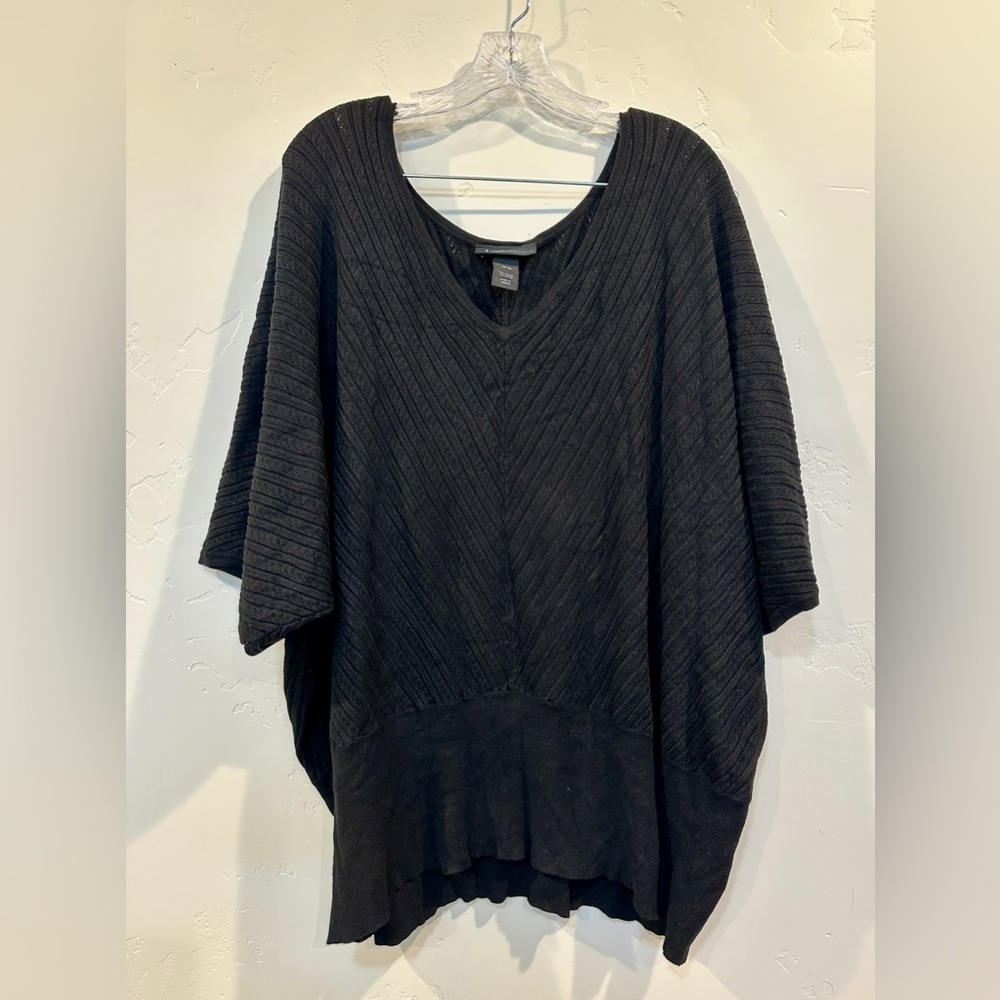 Lane Bryant Black Knit V-Neck Top